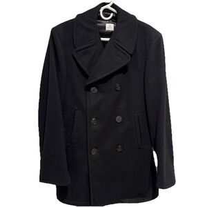 Vintage US Navy Issue Pea Coat Naval Clothing Wool Size 40L 1980's 8405-01-154